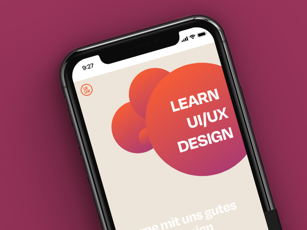 Smarthone Bildschirm Startseite der App Learn UI/UX